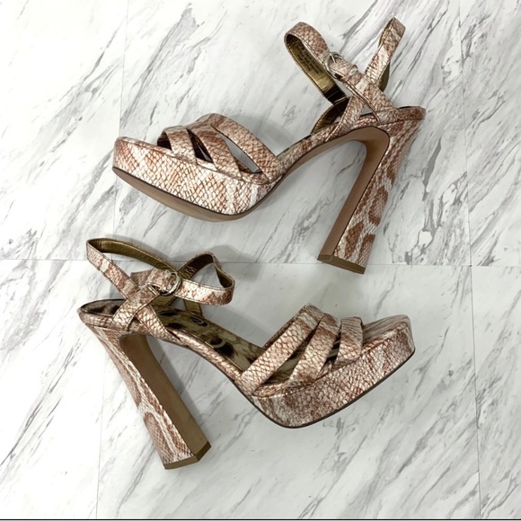Sam Edelman- Taryn Metallic Rose Python heels - Picture 5 of 8